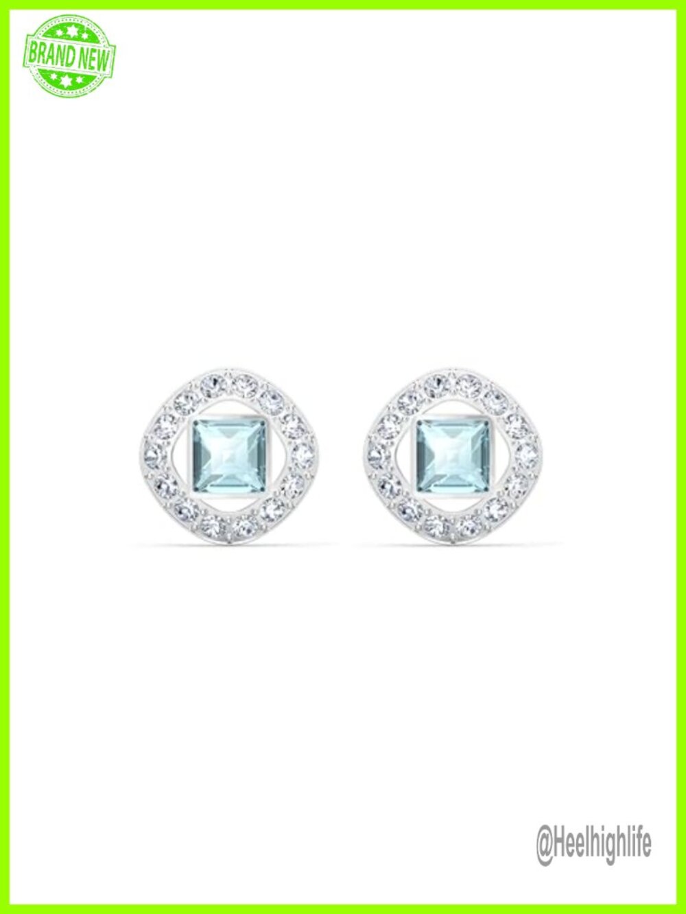 Swarovski Crystal Stud Earrings Rhodium Finish Butterfly Back